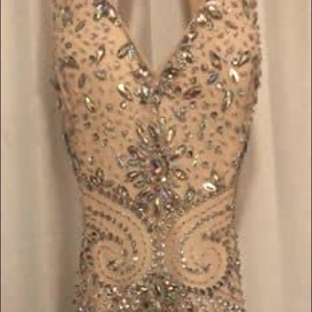 Pageant or prom dress fully beaded rhinestone